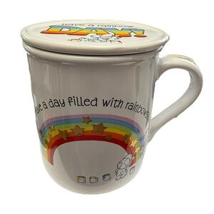 Vintage Hallmark Mug Mates Rainbow Filled with Love Ceramic Mug with Lid/Coaster